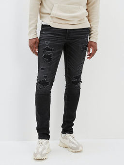 American Eagle - Men Black Air Flex+ Ripped Skinny Jeans