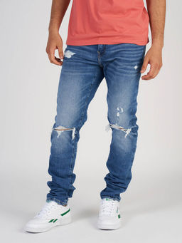 American Eagle - Men Blue Air Flex+ Ripped Athletic Skinny Jeans