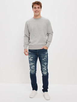 American Eagle - Men Blue Air Flex+ Patched Athletic Skinny Jeans