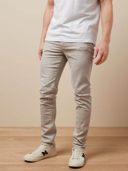 American Eagle - Men Cream Air Flex+ Distressed Skinny Jeans