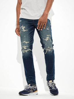 American Eagle - Men Blue Air Flex+ Patched Skinny Jeans