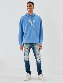 American Eagle - Men Blue Air Flex+ Patched Skinny Jeans