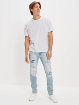 American Eagle - Men Blue Pride Air Flex+ Patched Athletic Skinny Jeans
