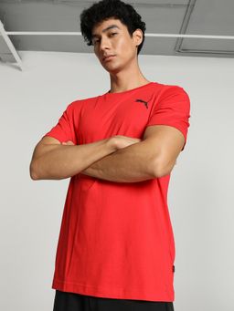 Puma - Essentials Small Logo Men Solid Red T-Shirt