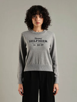 Tommy Hilfiger - Grey Regular Fit Cotton Sweater