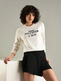 Tommy Hilfiger - Off White Regular Fit Cotton Sweater