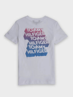 Tommy Hilfiger - White Boys Printed Regular Fit Cotton T-Shirt