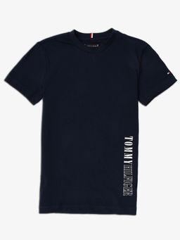 Tommy Hilfiger - Navy Blue Boys Logo Regular Fit Cotton T-Shirt