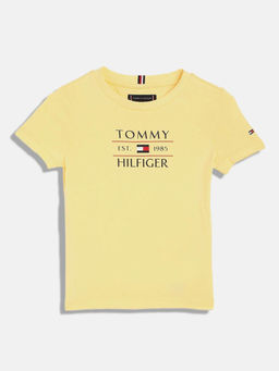 Tommy Hilfiger - Yellow Boys Logo Printed Regular Fit Cotton T-Shirt
