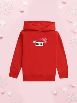 Nusyl - Red Girl and Cute Text Printed Hoodie