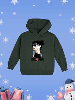 Nusyl - Girl Olive Girl Printed Hoodie