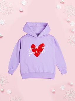 Nusyl - Girl Purple Just for Yourself Text Printed Hoodie