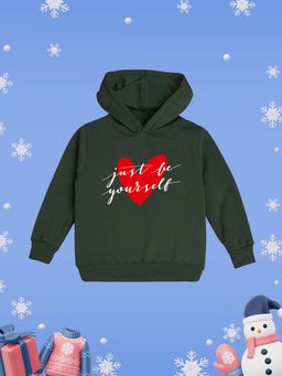 Nusyl - Girl Olive Just for Yourself Text Printed Hoodie