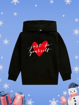 Nusyl - Girl Black Just for Yourself Text Printed Hoodie