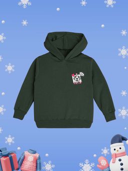 Nusyl - Girl Olive Dog and Hellow Text Printed Hoodie