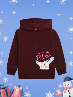 Nusyl - Girl Burgundy We Are The Future Love Text Printed Hoodie