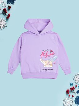 Nusyl - Girl Purple We Are The Future Love Text Printed Hoodie