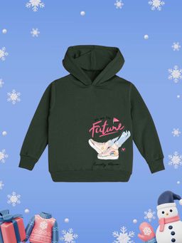 Nusyl - Girl Olive We Are The Future Love Text Printed Hoodie