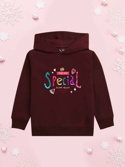 Nusyl - Girl Burgundy You Are Special Text Hoodie