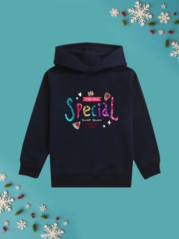 Nusyl - Girl Navy Blue You Are Special Text Hoodie