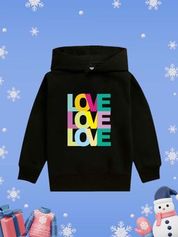 Nusyl - Girl Black Love Text Printed Hoodie