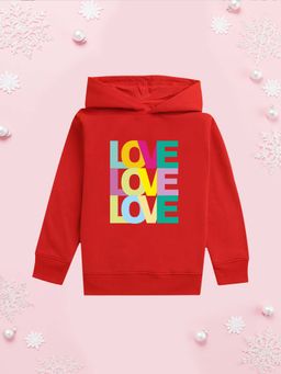 Nusyl - Girl Red Love Text Printed Hoodie