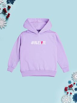 Nusyl - Girl Purple Awesome Text Printed Hoodie