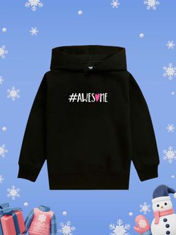 Nusyl - Girl Black Awesome Text Printed Hoodie