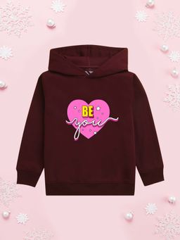 Nusyl - Girl Burgundy Be You Text Printed Hoodie