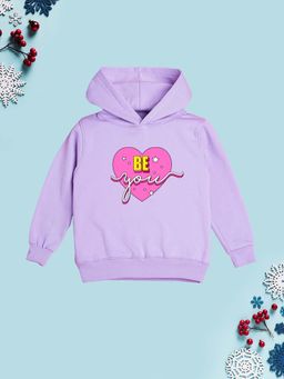 Nusyl - Girl Purple Be You Text Printed Hoodie