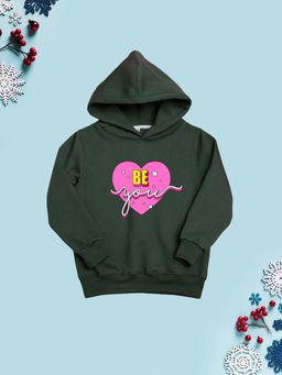 Nusyl - Girl Olive Be You Text Printed Hoodie