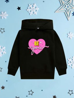 Nusyl - Girl Black Be You Text Printed Hoodie