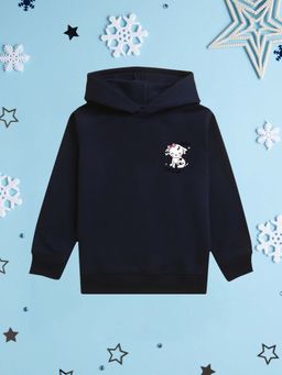 Nusyl - Girl Navy Blue Cute Cat and Happy Smile Text Hoodie