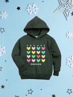 Nusyl - Girl Olive You Are Enough Text Printed Hoodie
