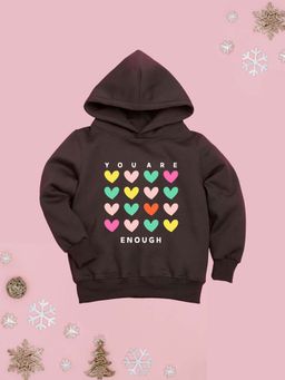 Nusyl - Girl Brown You Are Enough Text Printed Hoodie