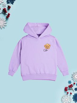 Nusyl - Girl Purple Cute Text Solid Hoodie
