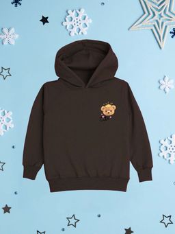 Nusyl - Girl Brown Cute Text Solid Hoodie