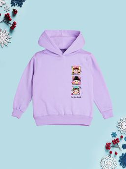 Nusyl - Girl Purple Cute and Adorable Text Printed Hoodie