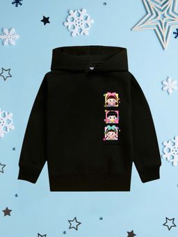 Nusyl - Girl Black Cute and Adorable Text Printed Hoodie