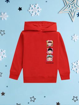 Nusyl - Girl Red Cute and Adorable Text Printed Hoodie