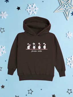 Nusyl - Girl Brown Please Smile Printed Hoodie