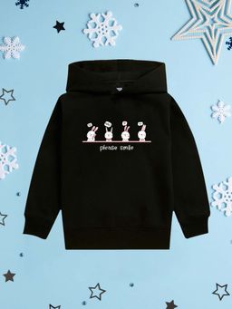 Nusyl - Girl Black Please Smile Printed Hoodie