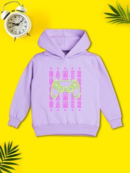 Nusyl - Boy Purple Gamer Text Printed Hoodie