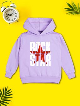 Nusyl - Boy Purple Rock Star Text Printed Hoodie