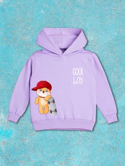 Nusyl - Boy Purple Cool Boy Printed Hoodie