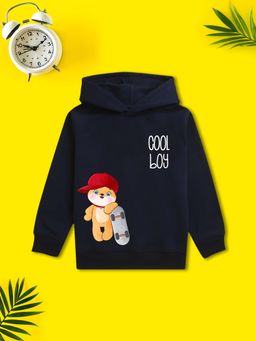 Nusyl - Boy Navy Blue Cool Boy Printed Hoodie