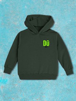 Nusyl - Boy Olive Do It Text Solid Hoodie