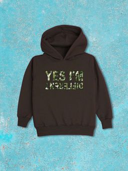 Nusyl - Boy Brown Yes I'm Different Text Printed Hoodie