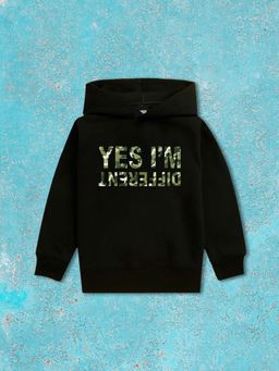 Nusyl - Boy Black Yes I'm Different Text Printed Hoodie