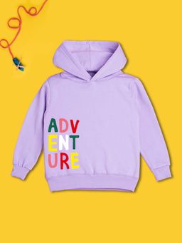 Nusyl - Boy Purple Adventure Text Printed Hoodie